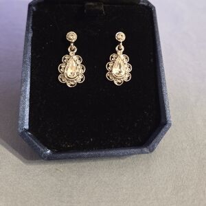 Downton Abbey Pierced Earing Silver Drop Earrings